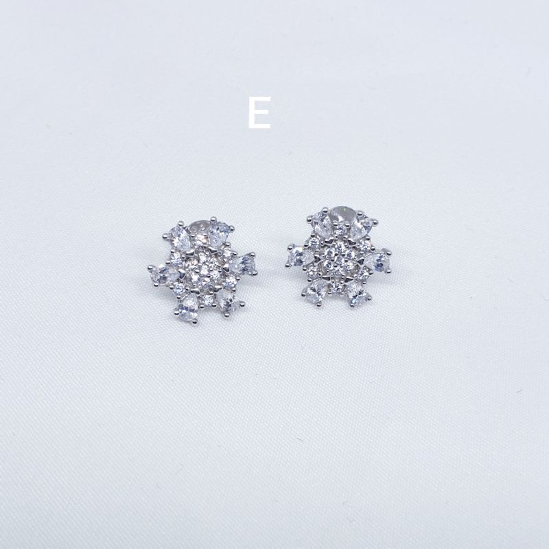 Giwang silver asli 925 mata zircon lapis mas putih