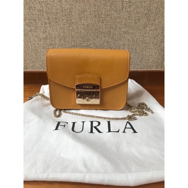 preloved sling bag wanita furla yellow tas mustard selempang fashion