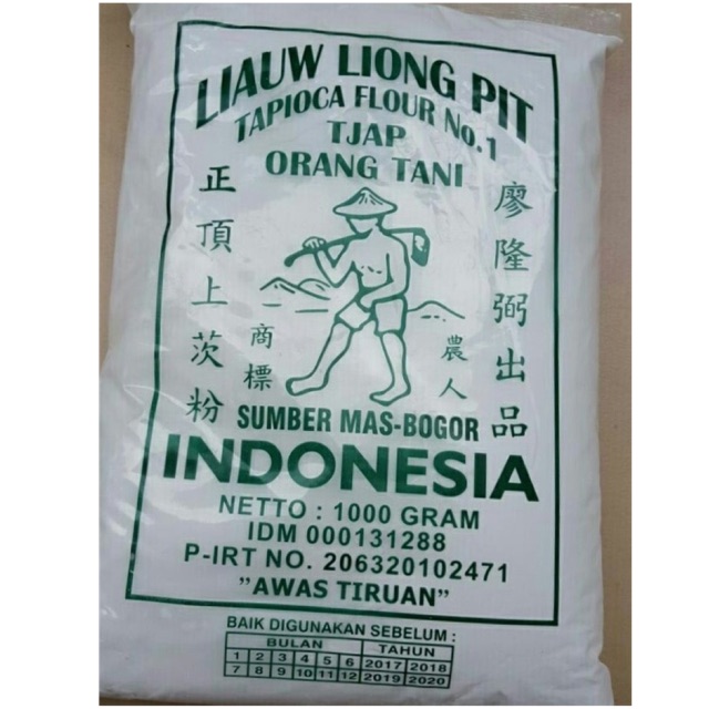 Tepung Tapioka sagu Liauw Liong Pit 1 Kg Tapioca Flour No 1 Tjap Orang Tani