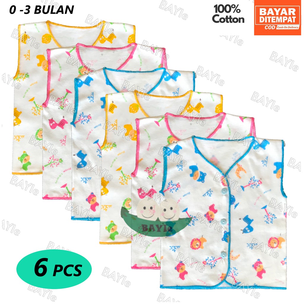 BAYIe - 6 Pcs Baju Bayi KUTUNG New Born 100% Katun Motif TABUR NECI RYN umur 0-3 bulan