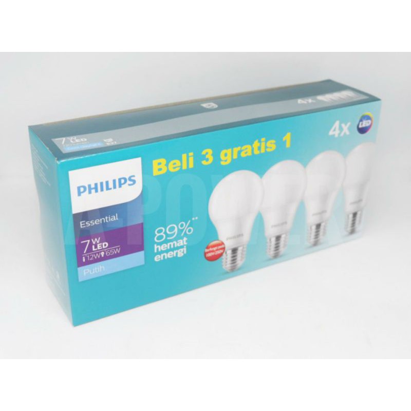 Philips - Lampu LED Essential Multipack / Paket 7W (Putih)