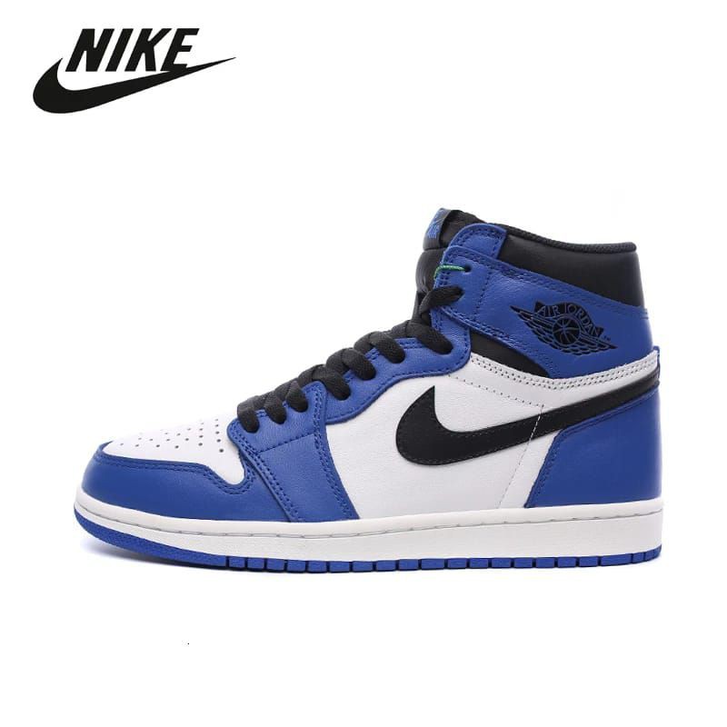 Air Jordan 1 Retro High Black Toe Original Nike Shoes-Biru