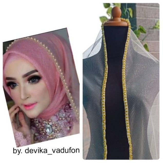 SLAYER PENGANTIN MUSLIM VEIL MUTIARA 1BARIS PREMIUM