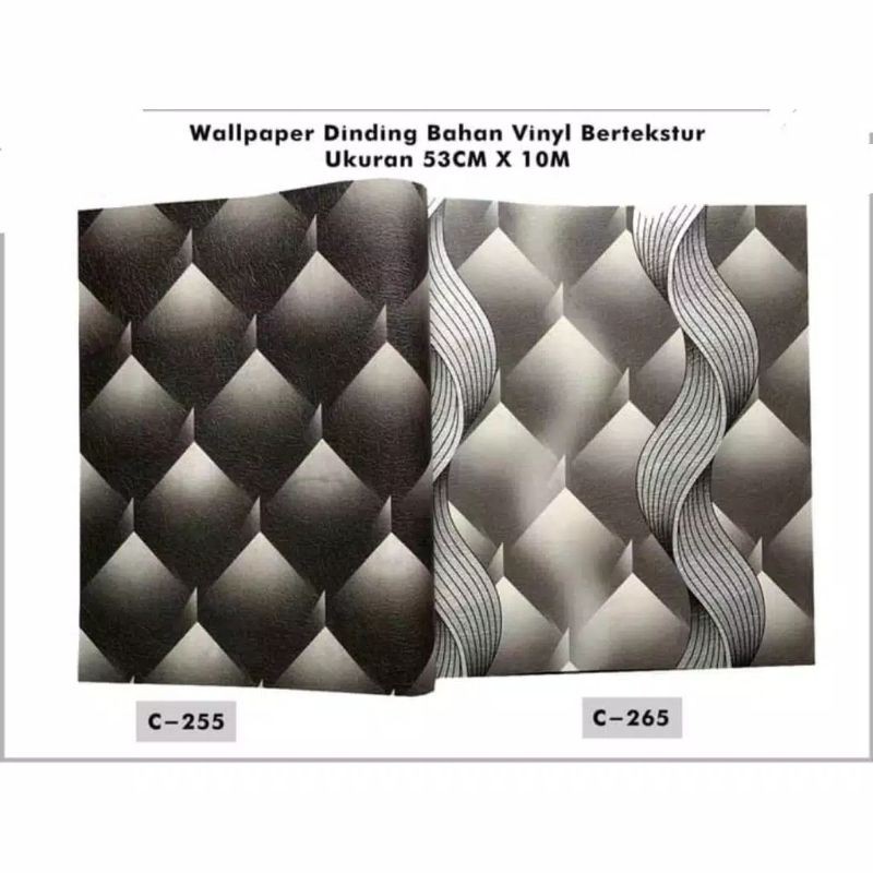 Wallpaper dinding bahan vinyl motif 3D warna hitam