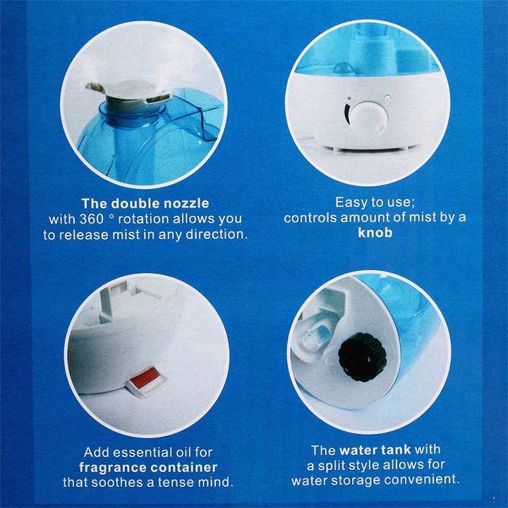 X03 - Dual Mist Noozle Humidifier Air Purifier 360 Degree Mist 3L
