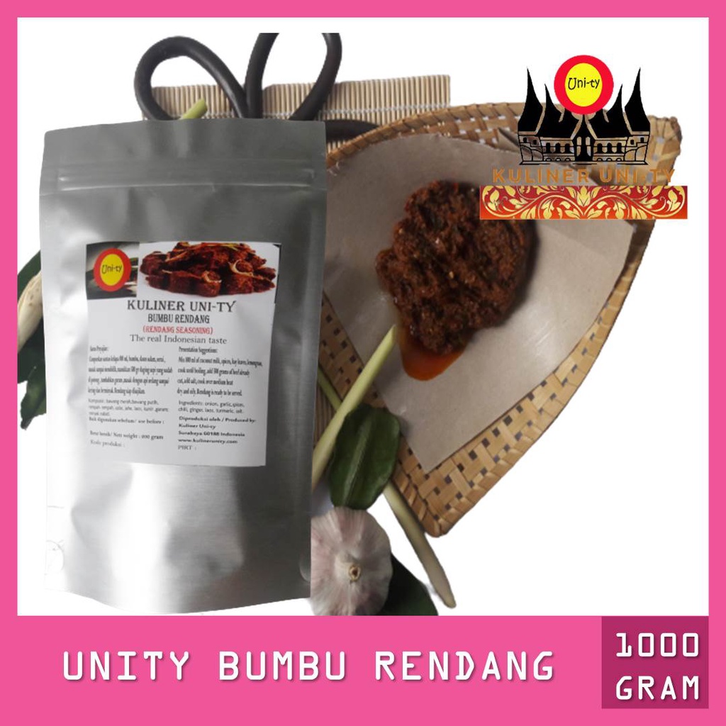 

Unity Bumbu Rendang Padang asli 1 Kg Kualitas Premium, halal dan MSG non Pengawet untuk restoran dan katering