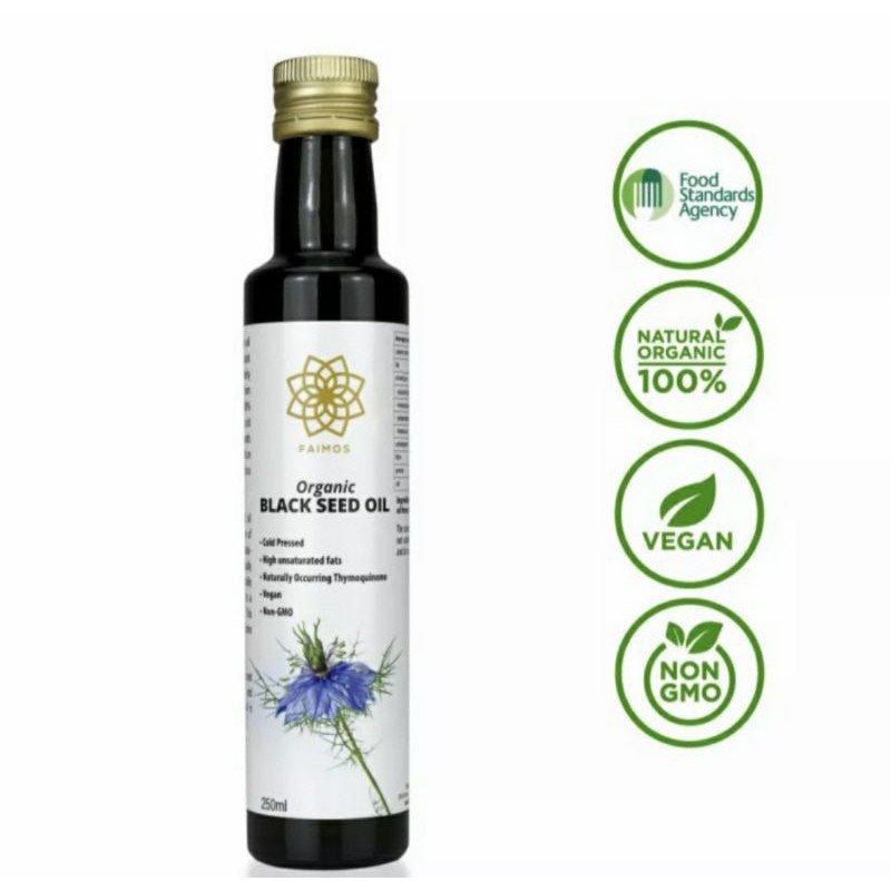 

Faimos Blackseed Oil Organic Cair Made In UK Inggris Halal 250 ml