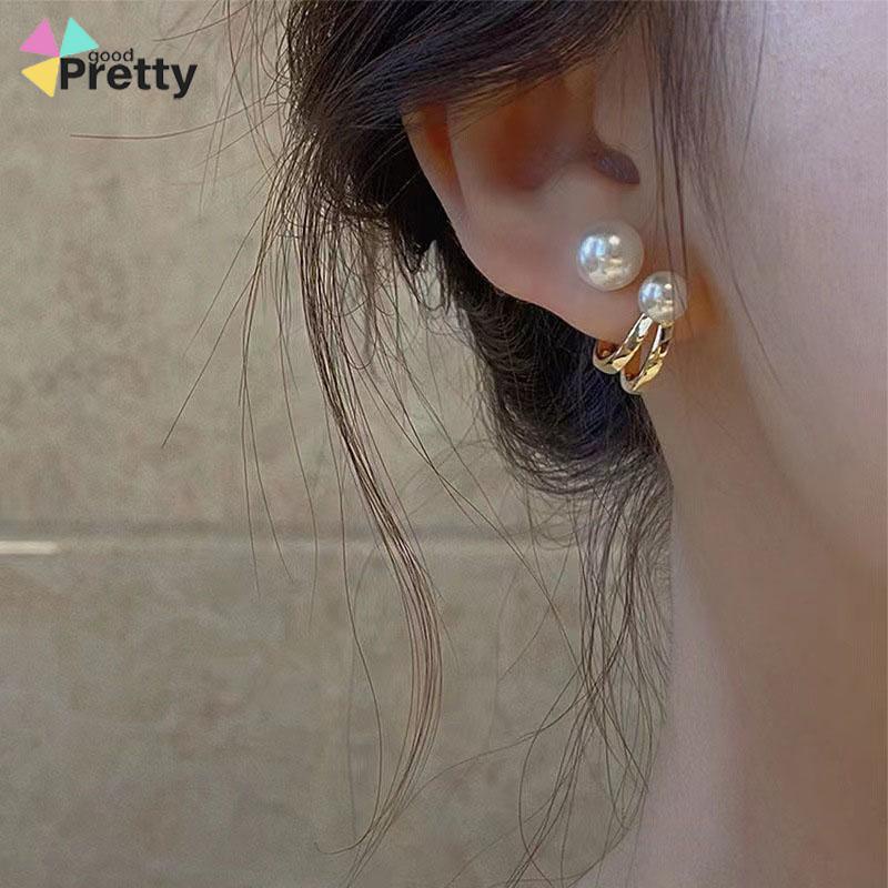 Anting Stud S925 Silver Needle Aksen Mutiara Gaya Korea Untuk Wanita - PD