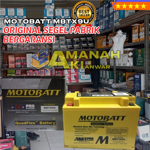 AKI Kering MOTOBATT MBTX9U - Untuk Motor MINERVA: Minerva Migelli 250, Minerva 150cc