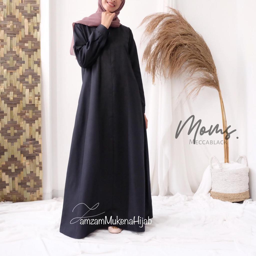 Zamzam Gamis Ibu Motif Polos Katun Linen Silky Murah