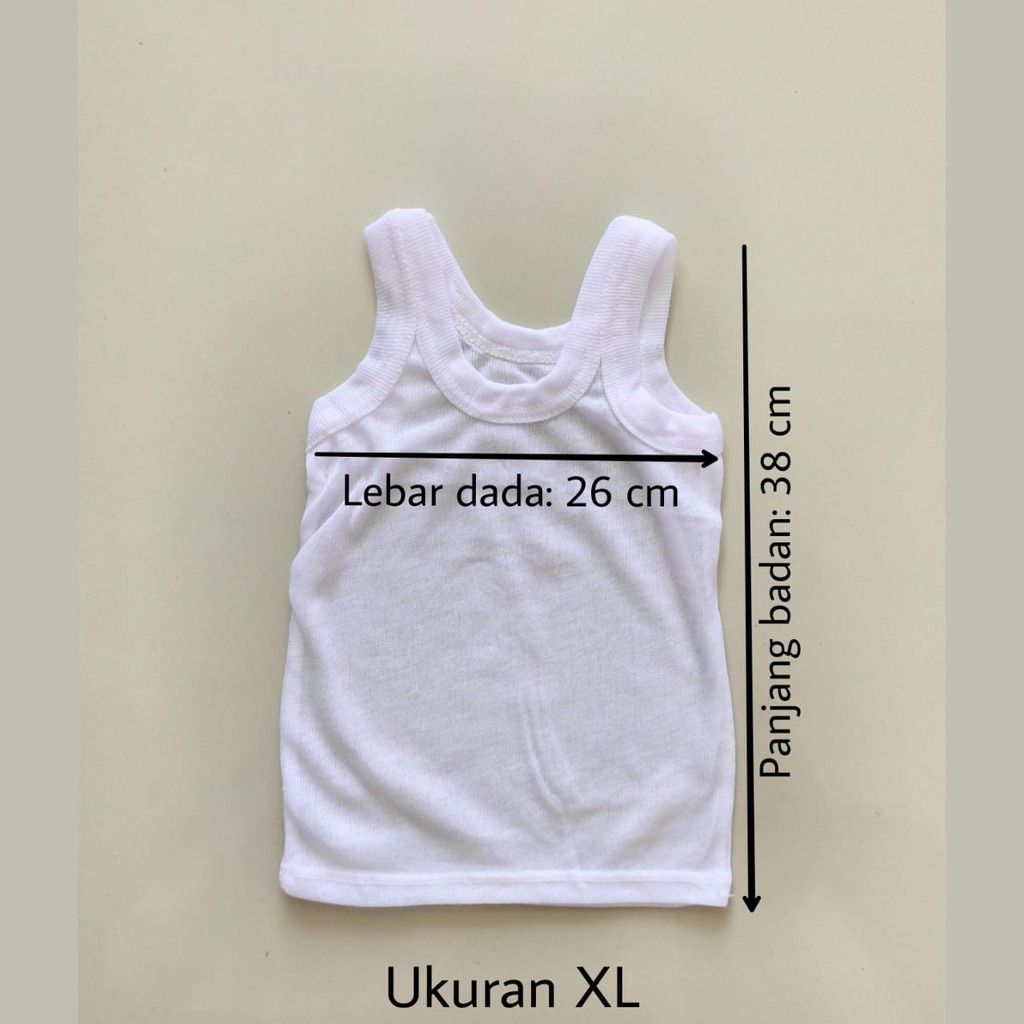 1 LUSIN (12 pcs) Singlet bayi PUTIH ukuran S / M / L / XL harga GROSIR