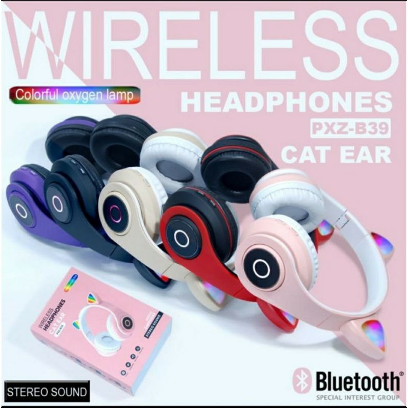 HEADSET BLUETOOTH LED CAT PXZ-B39 - HEADSET WIRELESS CAT B39 LED