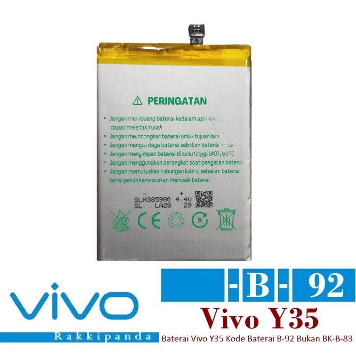 Baterai Vivo Y35 B-92 Double IC Protection original garansi