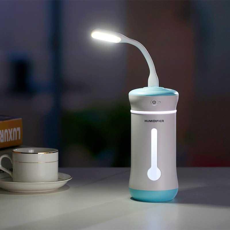 Taffware 3 in 1 Mini Humidifier + Lampu LED + Kipas USB - HUMI X2 [Biru]