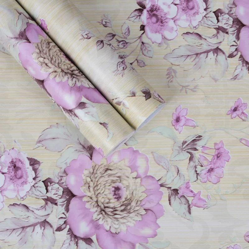 Wallpaper Dinding Bunga Ungu Mewah Elegan Modern Premium Ruang Tamu Kamar Tidur Shopee Indonesia