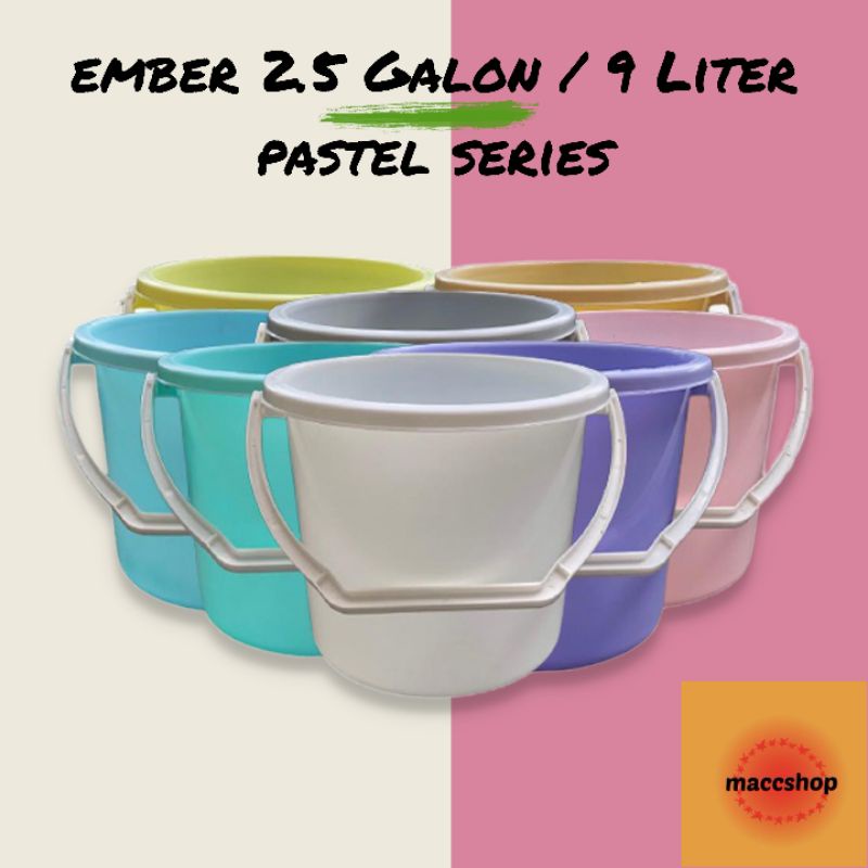 Tanaka Ember Plastik 9 Liter - 2.5 Galon Warna Pastel - Macaron Series