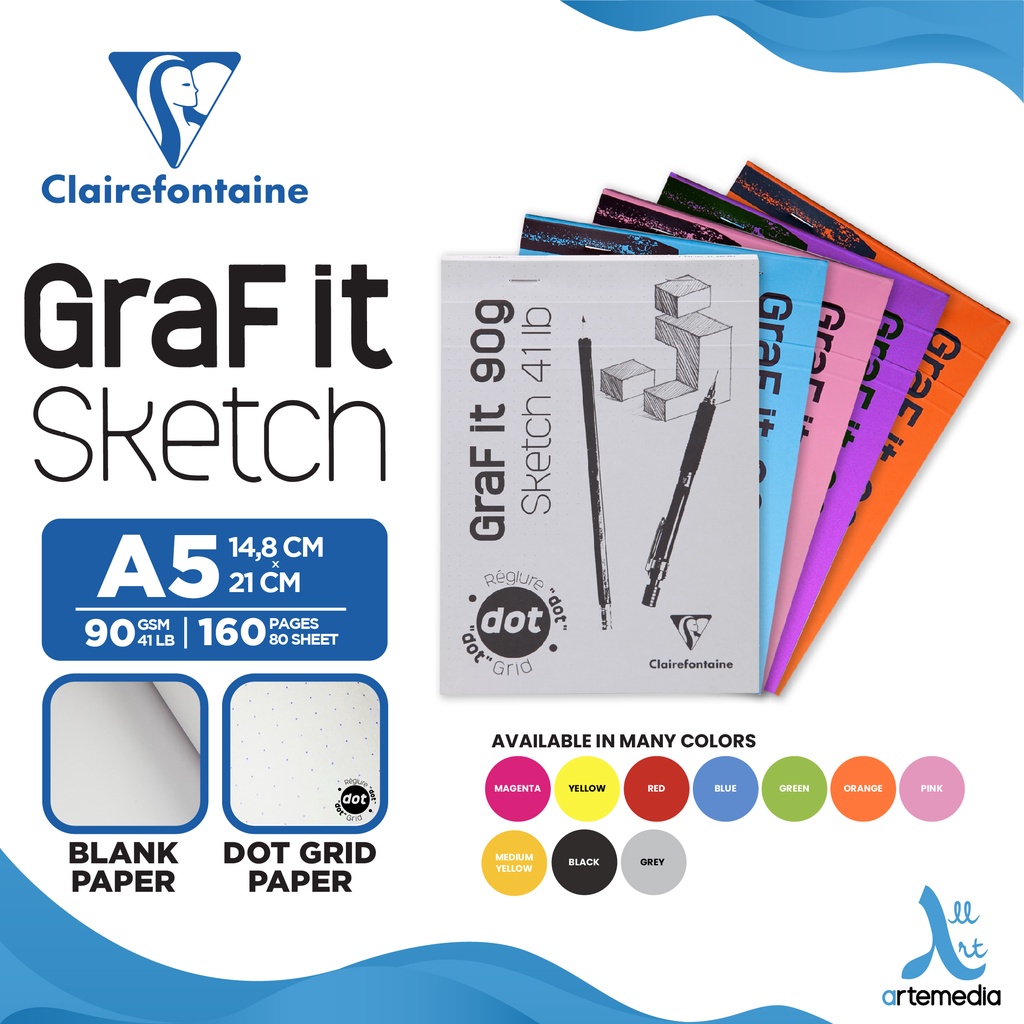 

Clairefontaine A5 Graf It White Dot Grid Sketch Pad Sketchbook Buku Sketsa