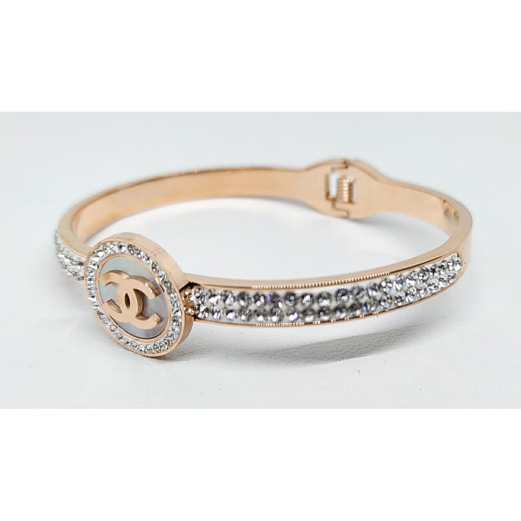 Gelang wanita titanium lapis emas 18k model Chanel - 312# 5.0
