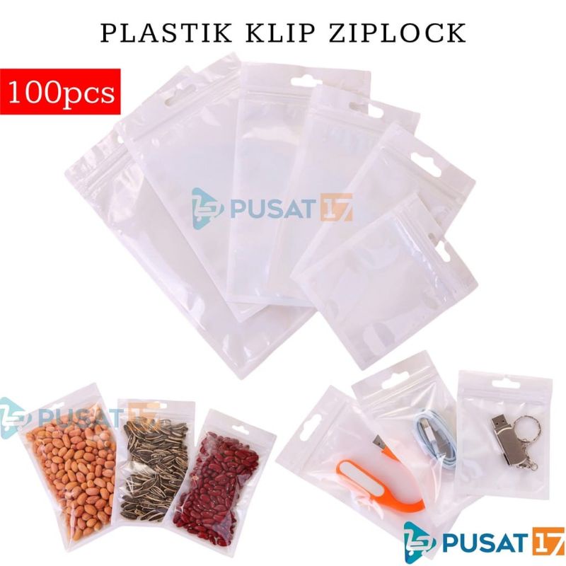 II3 PLASTIK KLIP ZIPLOCK  UKURAN LENGKAP BESAR - KECIL | Plastic Clip Aksesoris HP Bening Transparant Putih