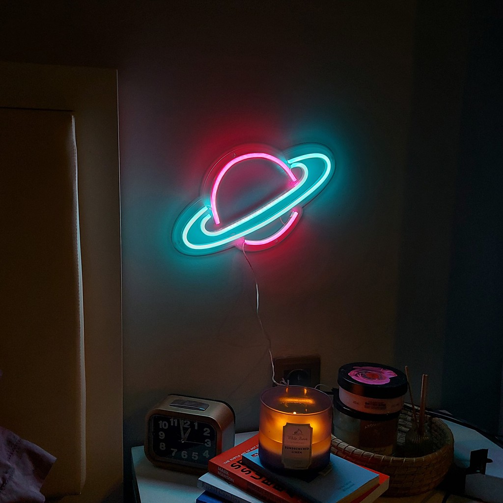 NEON LED BENTUK PLANET / NEON GAMBAR PLANET / NEON SATURNUS / NEON PLANET SATURNUS