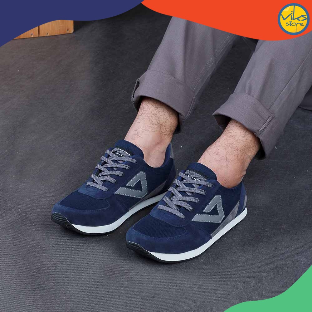 Sepatu Sneakers Tali Casual Pria Cowok Cewek Original Terbaru 2022 Premium Kuzatura Suede Mesh Biru