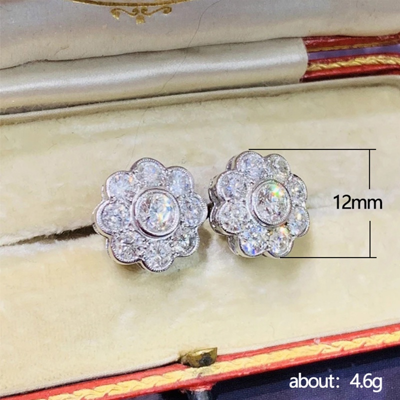 Fancyqube Anting Stud Bentuk Bunga Hias Kristal Kubik Zirkonia Serbaguna Untuk Wanita