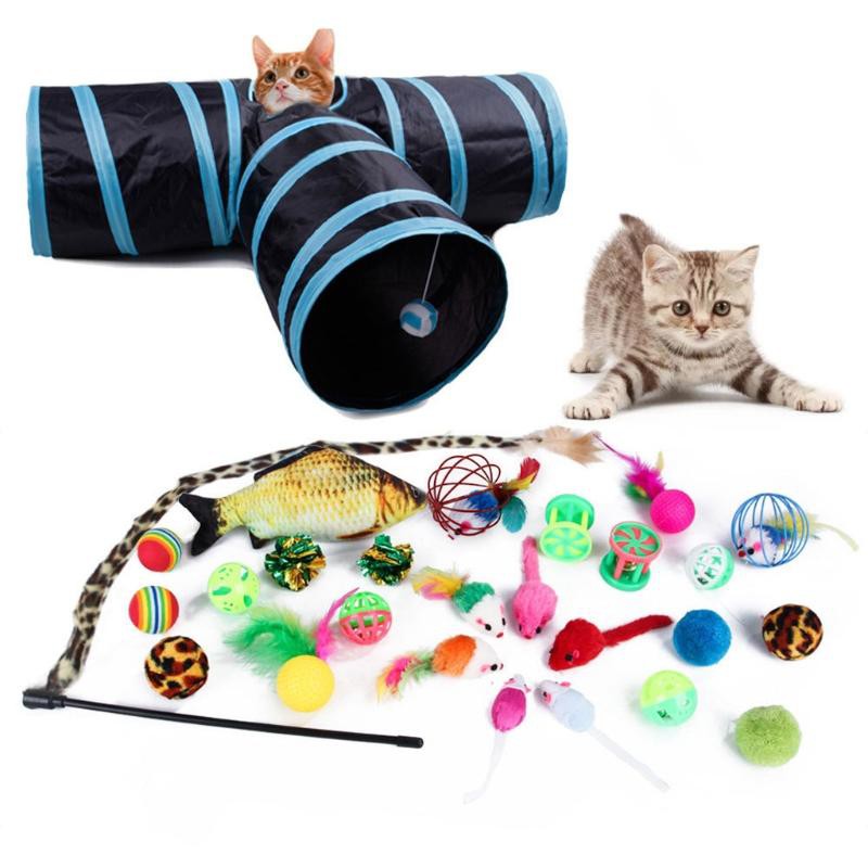 Pet Toys Set Chew Toys 27pcs For Cat Fake Mice Wand Fun Ball For Kitten Kitty Rabbit Animal Shopee Indonesia