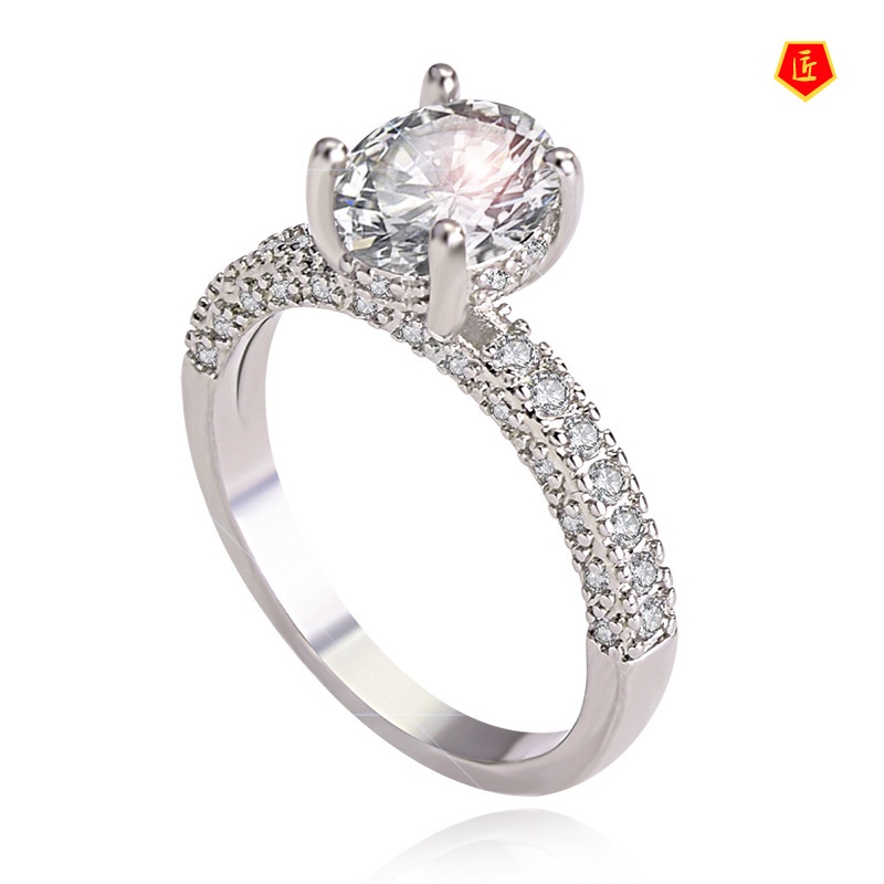 [Ready Stock]Personality Elegant Rose Gold Full Diamond Ring Set