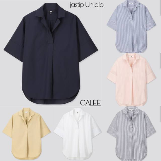 ORIGINAL UNiqlo  kemeja extra fine cotton kerah terbuka 