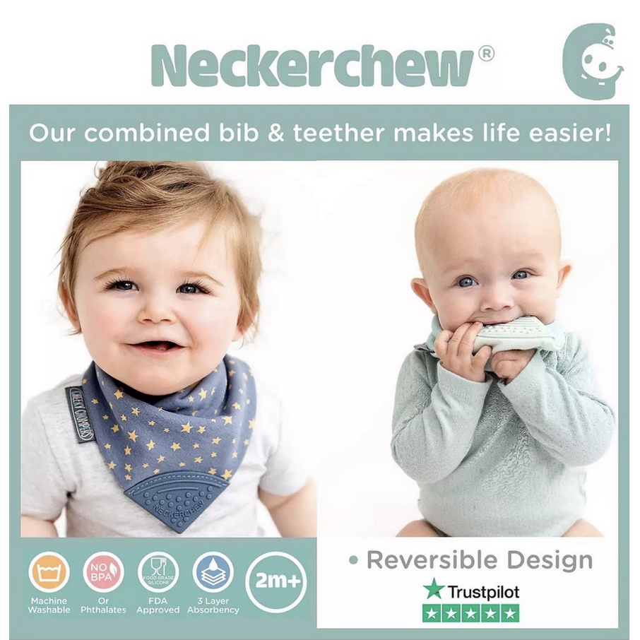 Cheeky Chompers Neckerchew - Teething Bibs Slaber Slubber Bib Celemek Baby Anak Bayi Teether Chomper Triangle Gigitan