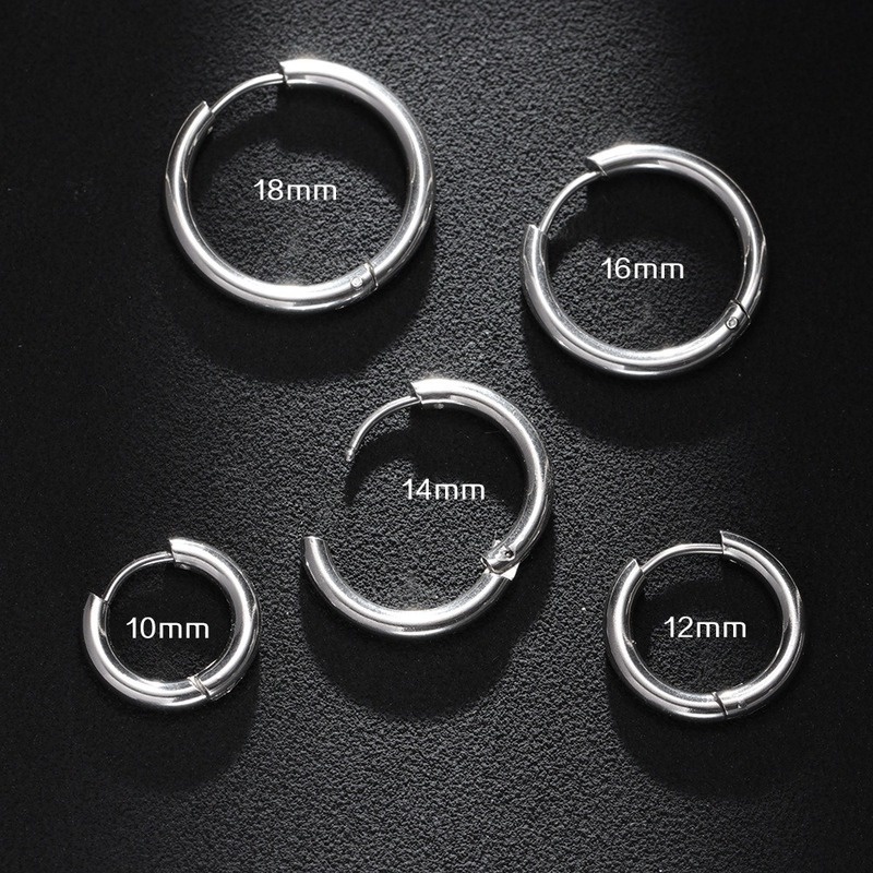 2.5 Coil Men's and Women's Circle Round Big Circle Ear Buckle Titanium Steel Stainless Steel Ear Jewelry 210902