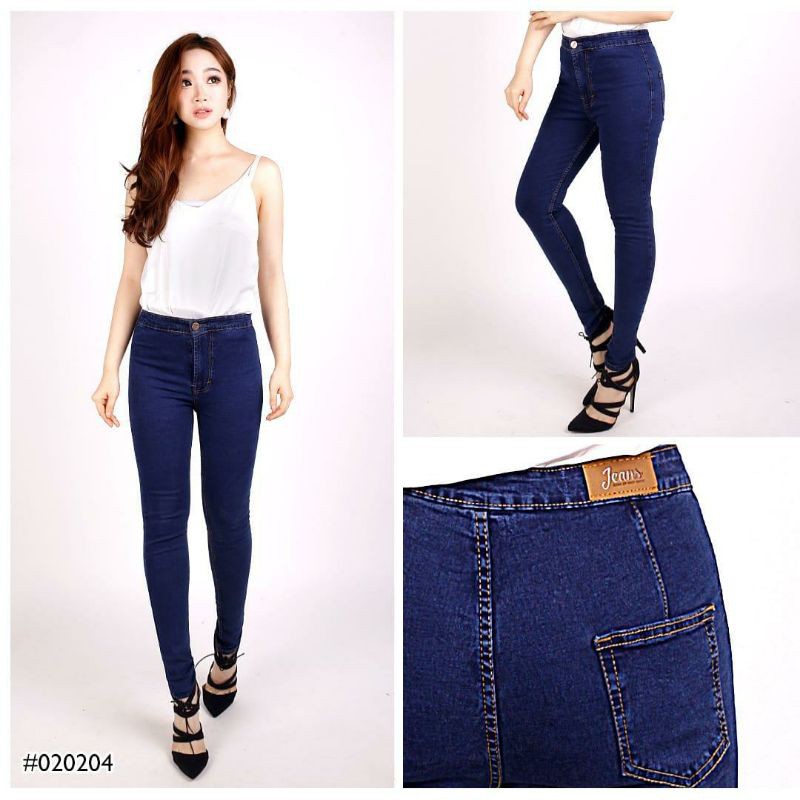 Celana Panjang Highwaist Jeans Wanita Denim Jeans Stretch Super Jeans