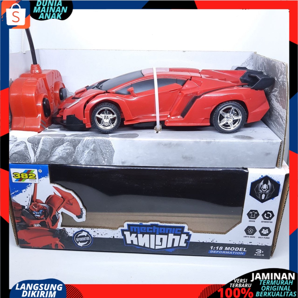 Mainan Mobil Remot Kontrol Deformation Berubah Menjadi RObot TRansformrs Autobot  RC Mechanic Knight