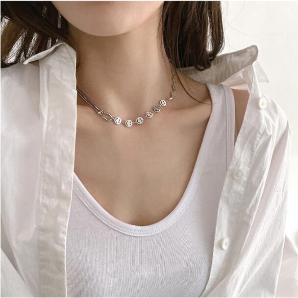 Kalung Rantai Bahan Stainless Steel Warna Silver Gaya Korea Untuk Unisex