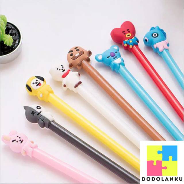 

Kpop BTS BT21 ARMY Cute Cartoon Ballpoint Pen RJ Tata Cooky Chimmy Koya Pen Pulpen COD