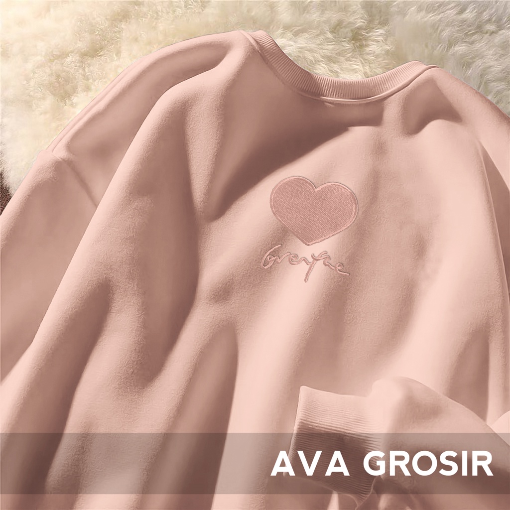Sweater Crewneck Wanita Fine LoVe - Korean Sweatshirt - Baju Wanita - Bahan Fleece - Allsize-2