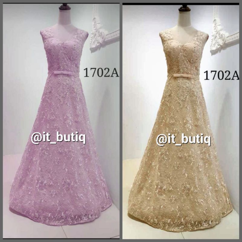 Gaun Pesta Brokat silver RoseGold Cream Gold - LongDress Bridal BridesMaid FIO1702