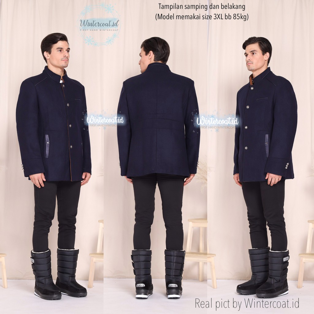 READY INDONESIA ETHAN wool coat men mantel musim dingin pria big size jumbo tebal biru navy