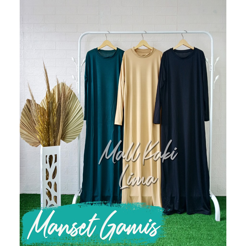 MANSET GAMIS INNER DRES BAHAN SPANDEK LICIN MANSET PREMIUM ADEM DAN LEMBUT ALLSIZE