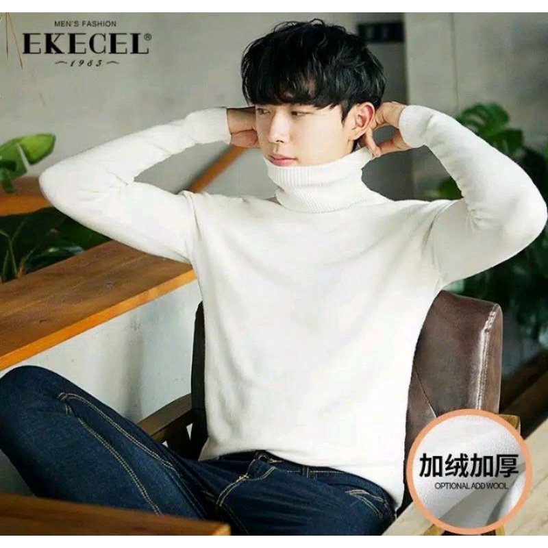 KAOS TURTLENECK PRIA LENGAN PANJANG TURTLE NECK KOREAN STYLE LEHER TINGGI / KAOS KERAH TINGGI TURTLENECK COWOK/CEWEK POLOS