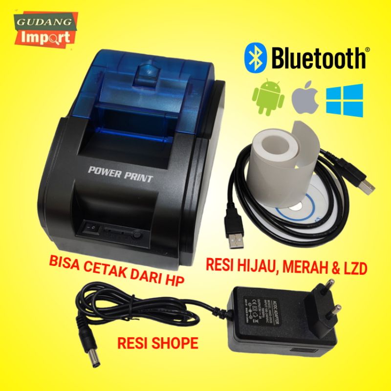 PRINTER BLUETOOTH CETAK RESI STIKER THERMAL BARCODE 58MM PRJ58D