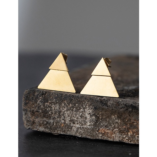 LRC Anting Tusuk Fashion A Section-gold Stainless Steel Triangle Geometric Earrings