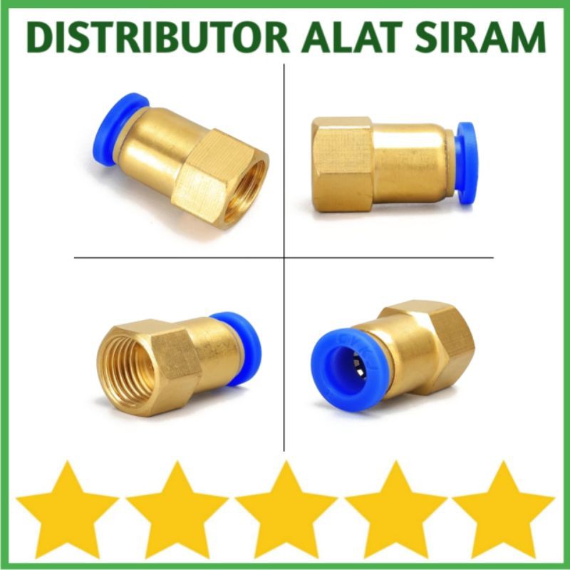 FITTING PNEUMATIC SLIP LOCK LURUS 1/8 - 1/4 X 8MM KONEKTOR STRAIGHT FEMALE FITTING SELANG PU 8MM