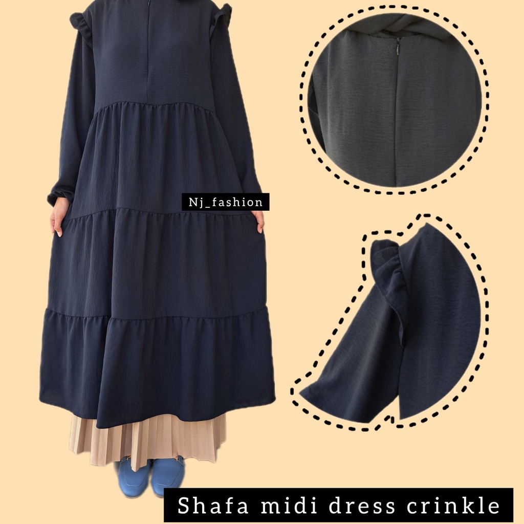 midi dress crinkle midi dress kekinian - midi dress terlaris  midi dress  - crinkle termurah