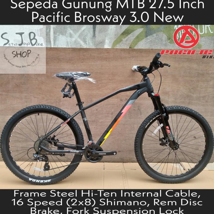 BIG PROMO Sepeda Gunung Mtb 27.5 Inch Pacific Brosway 3.0 New Steel 16 Speed - Chorcoal Black
