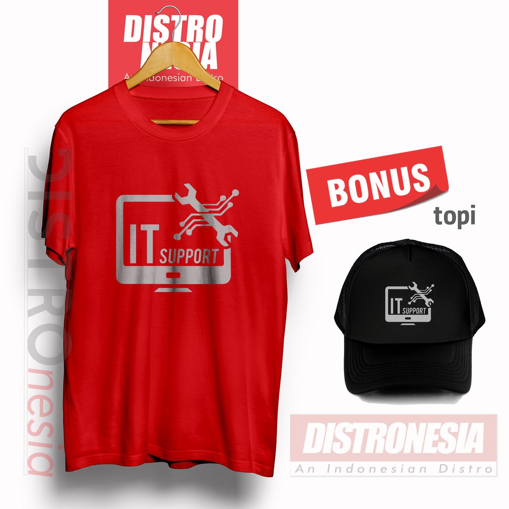 [ cod ] kaos it support mekanik komputer jaringan bonus topi premium