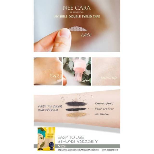 NEE CARA Invisible Double Eyelip Tape #N128 Thailand / Scott Mata / Water Activated Glue / Lace