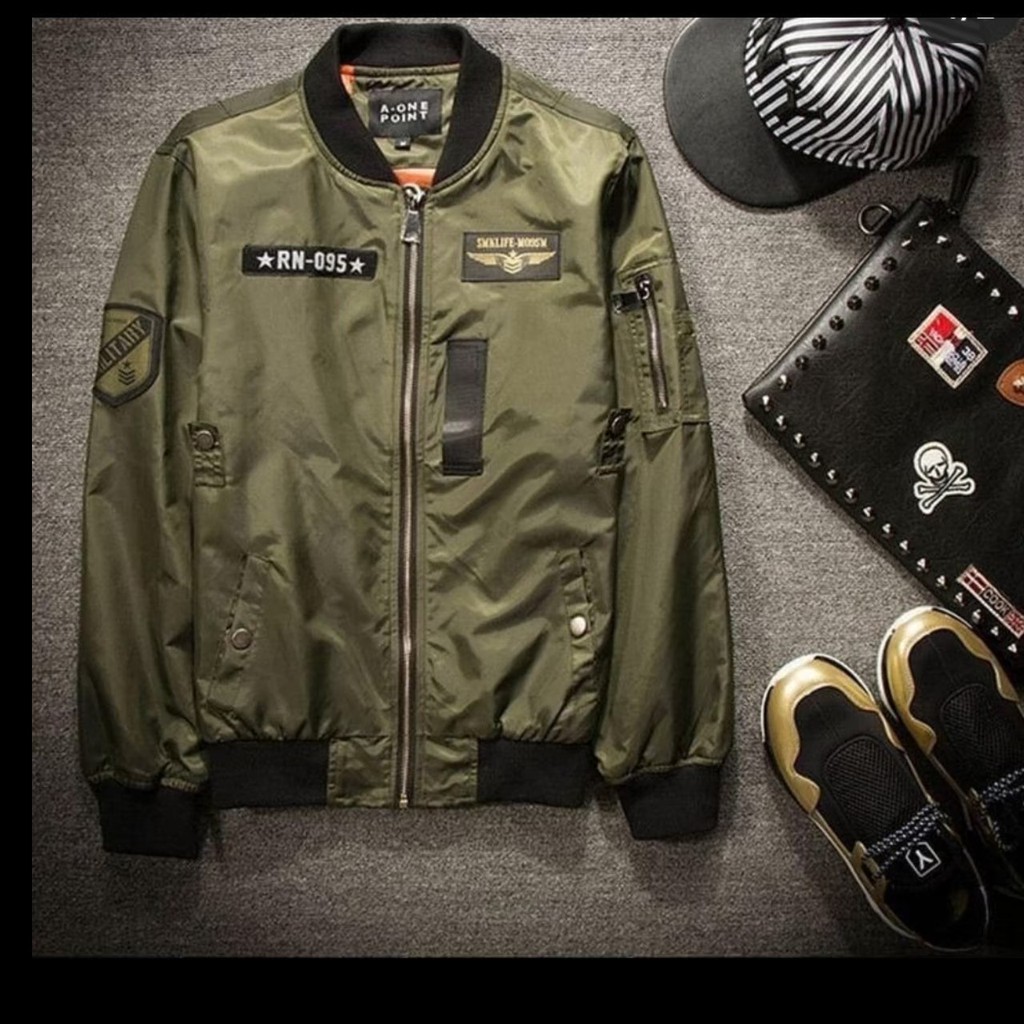 Jaket jeans Bomber Militery ukuran Jumbo pria dewasa model terbaru