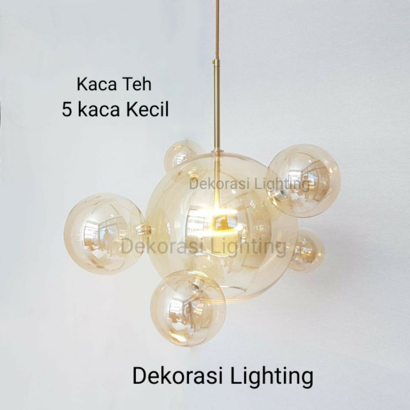 Lampu Gantung Gold Kaca Bulat Ruang Tamu Kamar Tidur