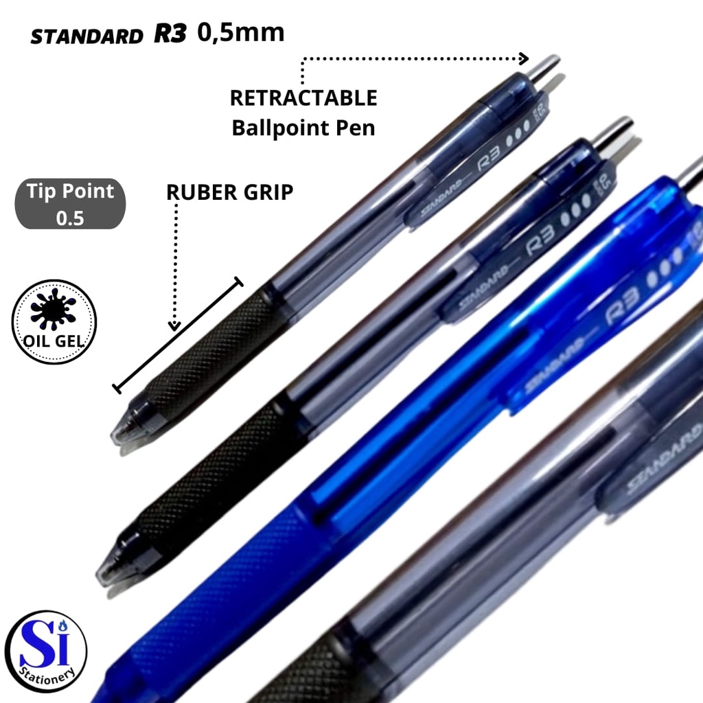

Pulpen standard R3 0,5mm Asli/Standard Pen R3 0,5mm Original Per Lusin